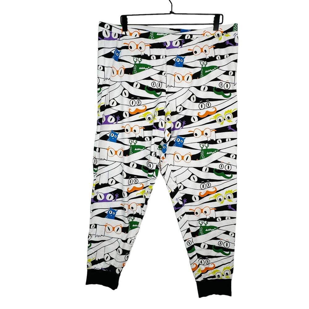 Hyde and Eek Halloween Mummy Pajama Bottoms Joggers White Black Men's XL